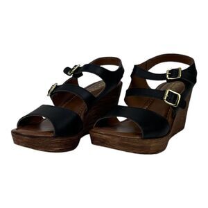 New Bella Vita Women US 10 Leather Sandals Open Toe Black Slingback Shoes